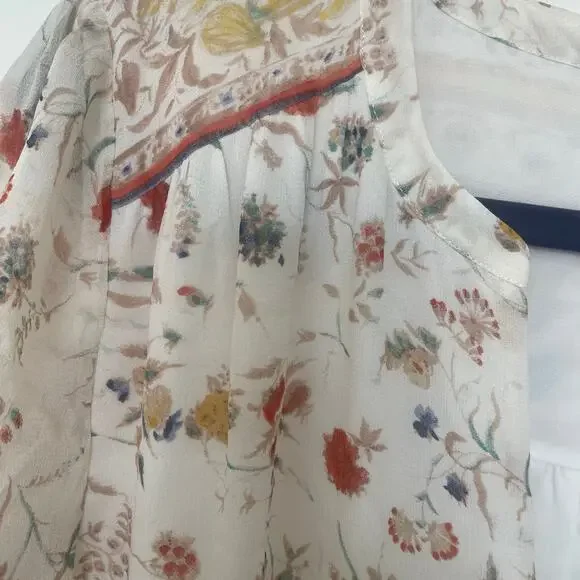 NWT Joie "Weldon" Silk Romper in ivory floral print sz L - Picture 11 of 16